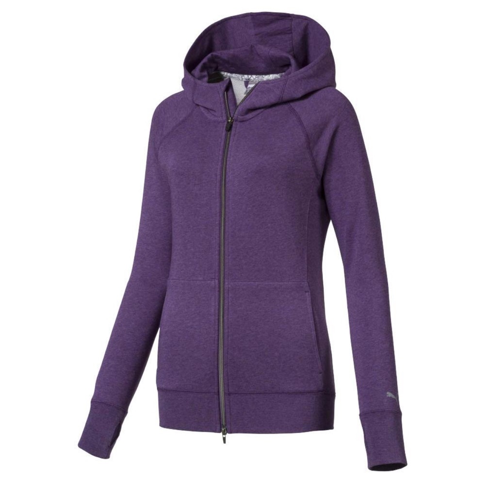 PUMA Women’s Purple Heather LS Zip Front Brisk Hoodie Size XL